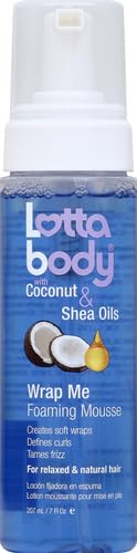 Lottabody Coconut Oil and Shea Wrap Me Foaming Curl Mousse, Creates Soft Wraps, Hair Mousse for Curly Hair, Defines Curls, Anti Frizz, 7 Fl Oz (Pack of 2)