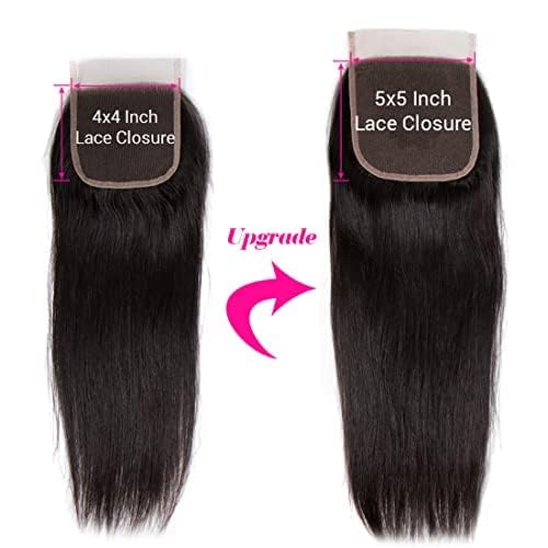 Hair Bundles 12A Yaki Kinky Straight Human Hair 3 Bundles 100% Unprocessed Mongolian Virgin Human Hair Kinky Straight Bundles Yaki Hair Natural Color (12 14 16)