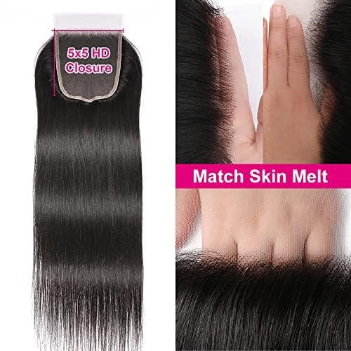 Hair Bundles 12A Yaki Kinky Straight Human Hair 3 Bundles 100% Unprocessed Mongolian Virgin Human Hair Kinky Straight Bundles Yaki Hair Natural Color (12 14 16)