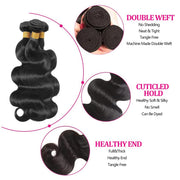 Body Wave Bundles Human Hair 10 10 10 Inch Human Hair Bundle 100% Unprocessed Brazilian Virgin Hair 3 Bundles Human Hair Extensions for Black Women Natural Color