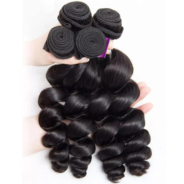 Loose Wave Bundles Human Hair 3 Bunldes 100% Unprocessed Brazilian Virgin Hair Loose Wave Bundles Hair Extensions for Black Women