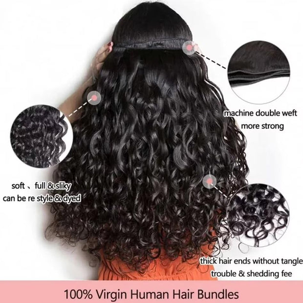 Water Wave Bundles Human Hair 12A Brazilian Curly Human Hair Bundles Wet And Wavy Bundles Human Hair For Black Women 100% Unprocessed Virgin 3 Bundles Human Hair 10 12 14
