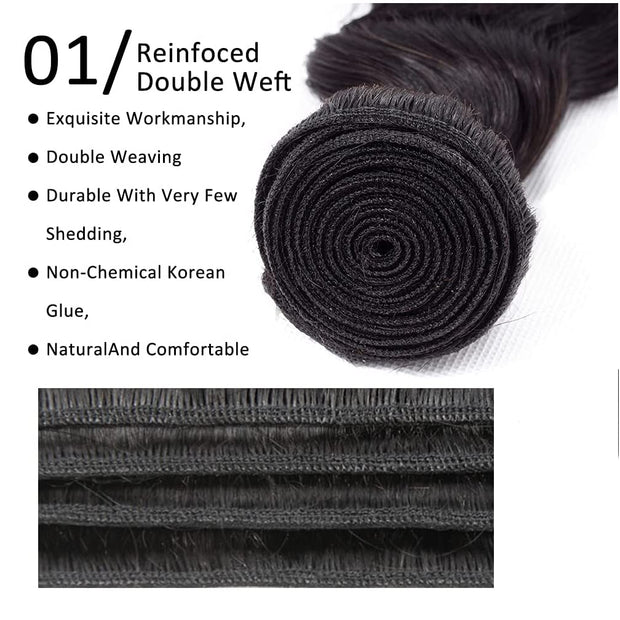 Brazilian Virgin Loose Deep Wave 3 Bundles 10 12 14 inches 9A Brazilian Loose Deep Wave Bundles 100% Unprocessed Loose Deep Human Hair Bundles Virgin Hair Extensions Natural Color