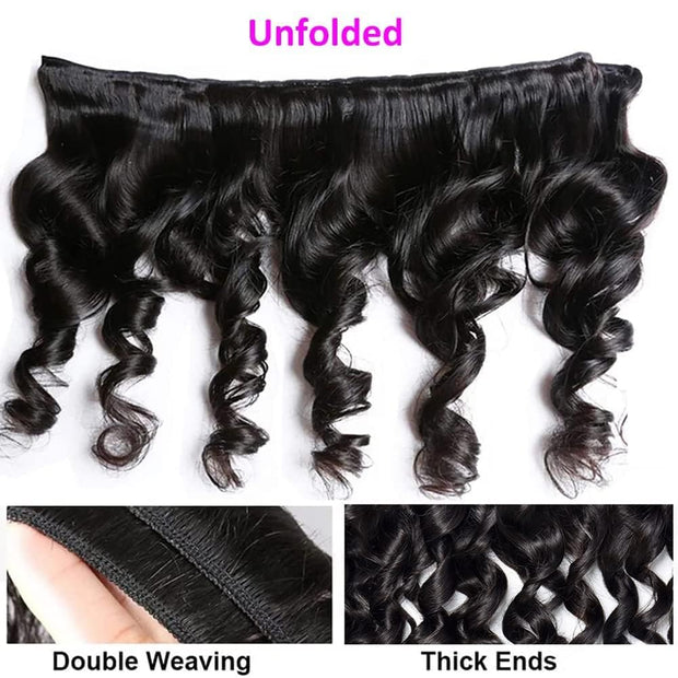 Loose Wave Bundles Human Hair 3 Bunldes 100% Unprocessed Brazilian Virgin Hair Loose Wave Bundles Hair Extensions for Black Women