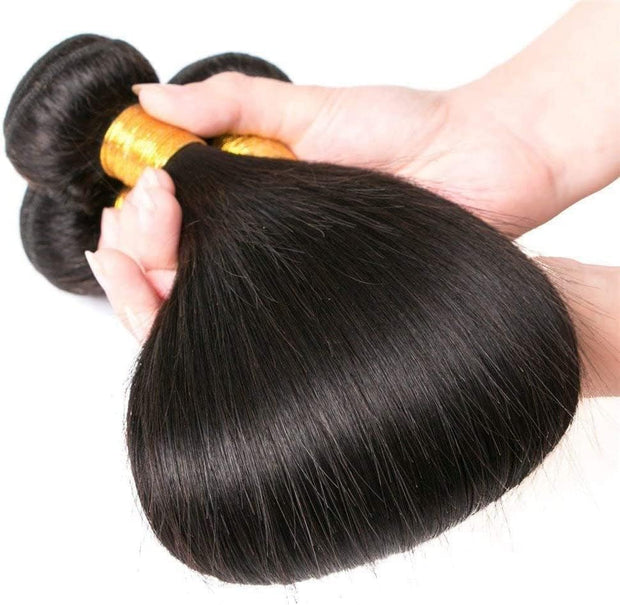 Straight Human Hair Bundles 8 10 12 Inch Trippy Hair Bundles 100% Unprocessed Brazilian Straight Human Hair Extension for Women Natural Black Color