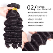 Brazilian Virgin Loose Deep Wave 3 Bundles 10 12 14 inches 9A Brazilian Loose Deep Wave Bundles 100% Unprocessed Loose Deep Human Hair Bundles Virgin Hair Extensions Natural Color