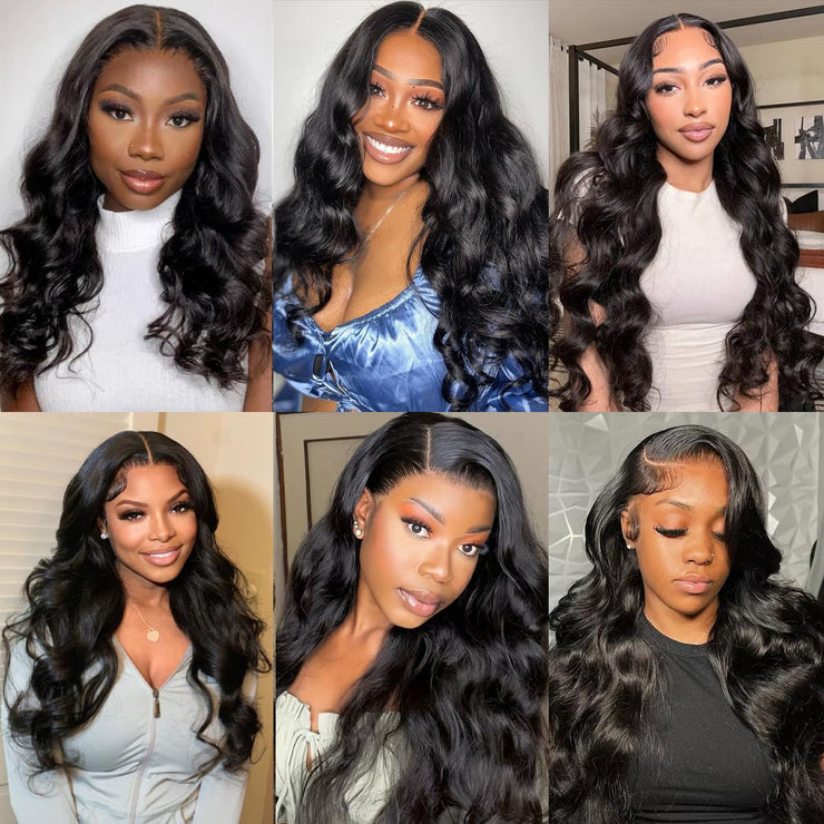 Body Wave Bundles Human Hair 10 10 10 Inch Human Hair Bundle 100% Unprocessed Brazilian Virgin Hair 3 Bundles Human Hair Extensions for Black Women Natural Color