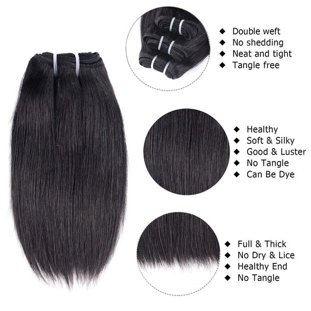 Cece Beauty 8 Inch Short Human Hair Bundles Natural Color 4 Bundles 12A Brazilian Virgin Hair 100% Unprocessed Straight Human Hair(8"8"8"8")