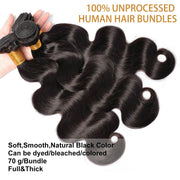 Body Wave Bundles Human Hair 10 10 10 Inch Human Hair Bundle 100% Unprocessed Brazilian Virgin Hair 3 Bundles Human Hair Extensions for Black Women Natural Color
