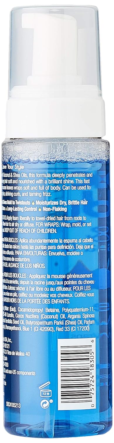 Lottabody Coconut Oil and Shea Wrap Me Foaming Curl Mousse, Creates Soft Wraps, Hair Mousse for Curly Hair, Defines Curls, Anti Frizz, 7 Fl Oz (Pack of 2)