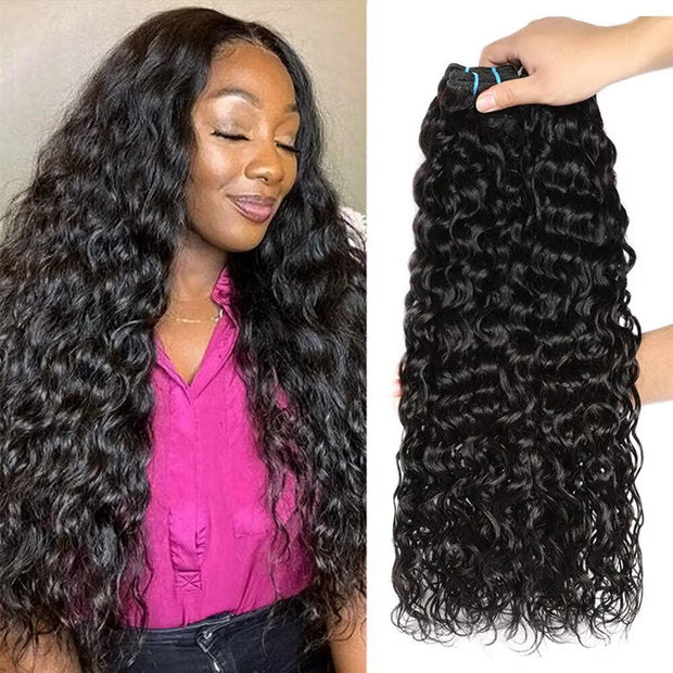 Water Wave Bundles Human Hair 12A Brazilian Curly Human Hair Bundles Wet And Wavy Bundles Human Hair For Black Women 100% Unprocessed Virgin 3 Bundles Human Hair 10 12 14