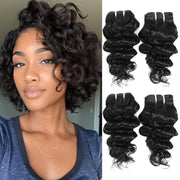 Deep Wave Bundles Human Hair 4 Bundles 12A Brazilian Virgin Human Hair 100% Unprocessed Natural Color Brazilian Human Hair Weave Extensions (8"8"8"8")