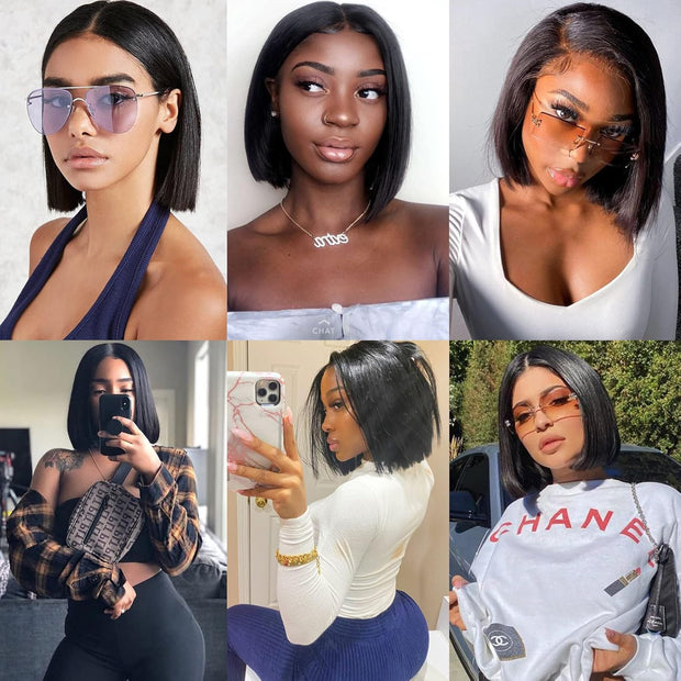Cece Beauty 8 Inch Short Human Hair Bundles Natural Color 4 Bundles 12A Brazilian Virgin Hair 100% Unprocessed Straight Human Hair(8"8"8"8")