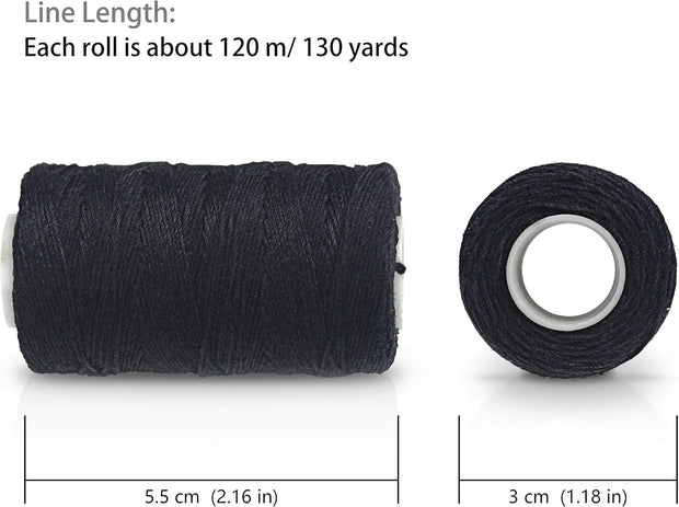 Ryalan Weaving Needle Combo Deal Black Thread with 10pcs Needle for Making Wig Sewing Hair Weft Hair Weave Extension, Big Medium and Small C J Shape Curved Needle I Needle (3 Thread Black + 10 Needle)