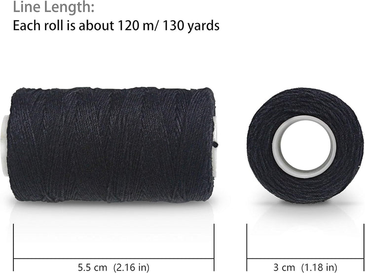 Ryalan Weaving Needle Combo Deal Black Thread with 10pcs Needle for Making Wig Sewing Hair Weft Hair Weave Extension, Big Medium and Small C J Shape Curved Needle I Needle (3 Thread Black + 10 Needle)