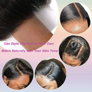Hair Bundles 12A Yaki Kinky Straight Human Hair 3 Bundles 100% Unprocessed Mongolian Virgin Human Hair Kinky Straight Bundles Yaki Hair Natural Color (12 14 16)